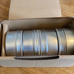 Set of 4,  9cm x 4.5cm  Round Screw Top Tins 250ml   Shampoo bars and Crafts. Reusable wide circular deep tins