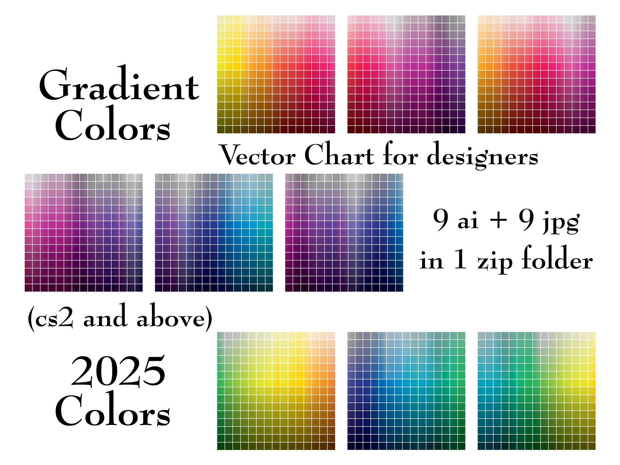 2025 Colors Vector Gradient Color Chart Etsy
