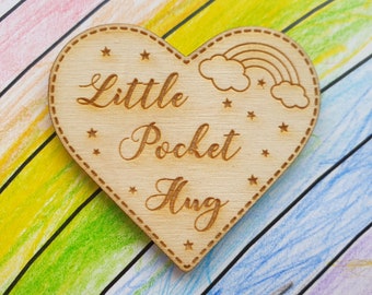 NEW Wooden Little Pocket Hug Heart Tokens Keepsake Gift Loved Ones NHS Frontline