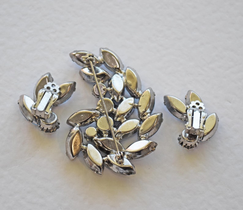 Juliana Blue Rhinestone Brooch and Earrings.