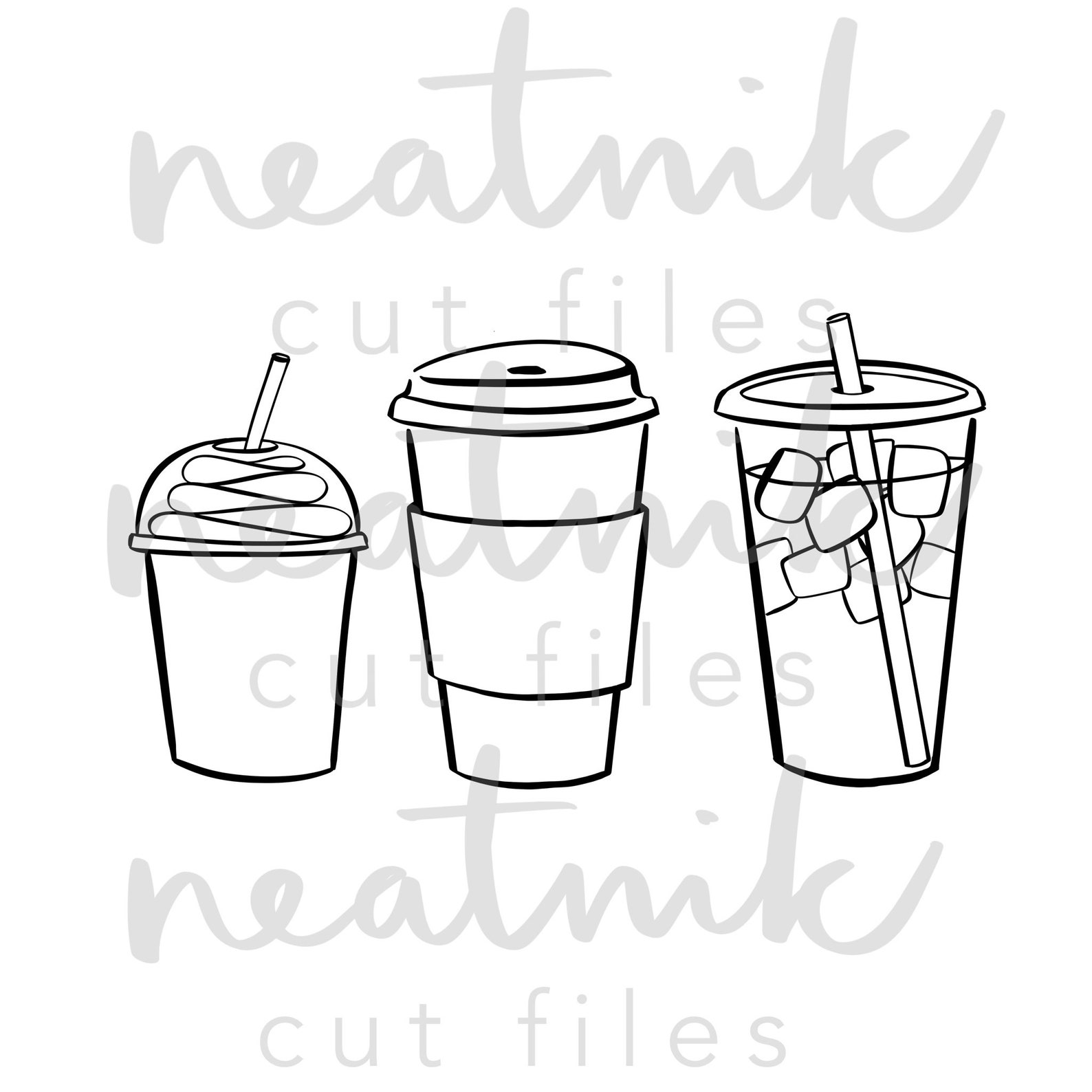 Coffee SVG Latte SVG Cold Brew Svg Frappucinno SVG Iced Coffee Svg to Go Cup Svg Cut File Bundle