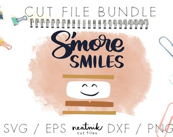 S'more svg Smiles svg camping svg marshmallow svg chocolate svg  Lettering Hand Drawn Design svg dxf png eps Cut File Bundle