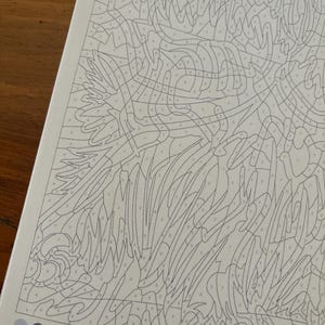 May include: A black and white paint by numbers kit featuring a detailed design of a bird with its wings spread. The kit includes a numbered canvas, paint pots, and brushes.