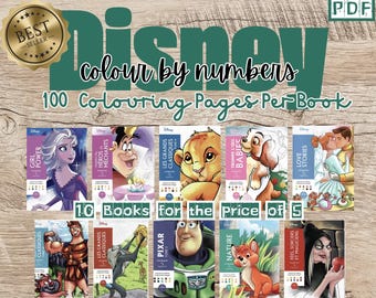 DIGITAL | Disney Colour By Numbers - 10 Books for the Price of 5 !! | 100 Colouring Pages Per Book | Not all books are recommended for print