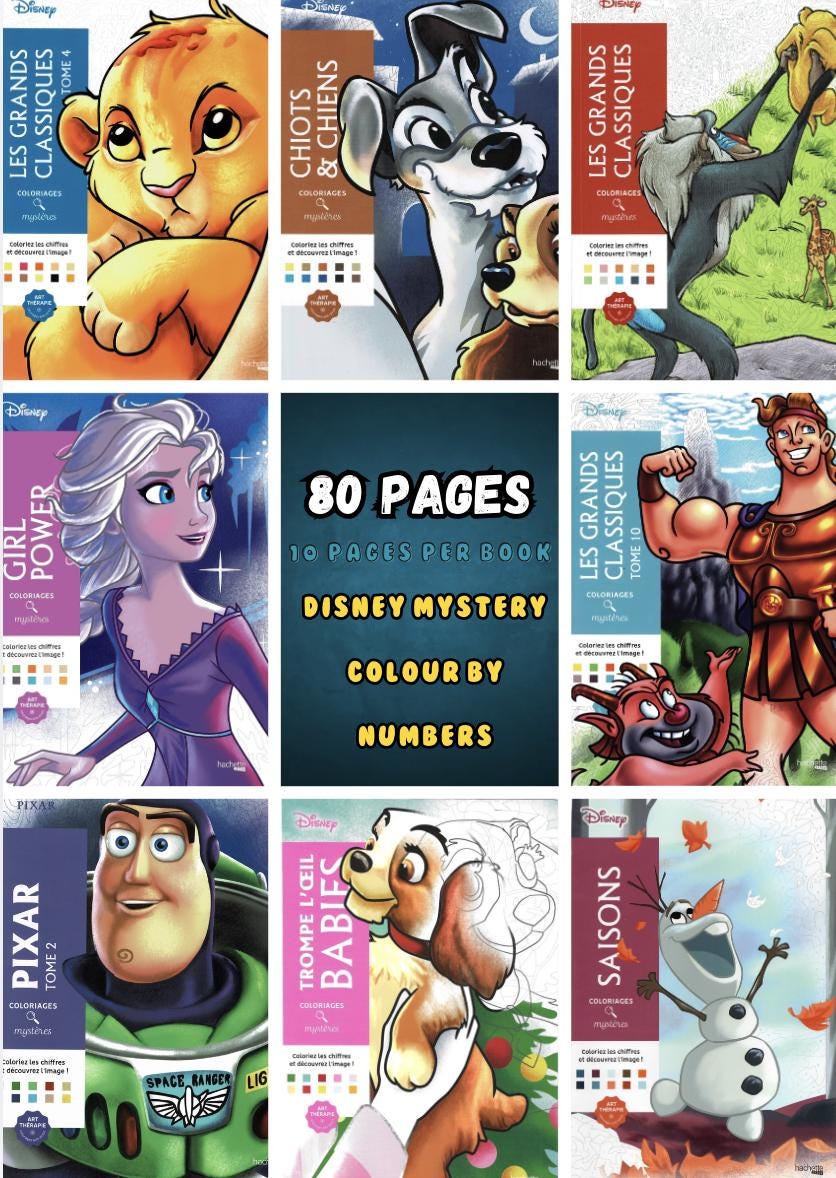 Digital Disney Color by Numbers Mystery Bundle – 80 Printable Pages from 8 Books (PDF) - Image 1