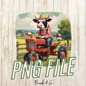 Funny Cow Tractor PNG