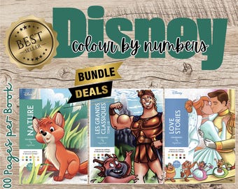 DIGITAL - Disney Colour By Numbers Books - Best Sellers - Bundle Deal | Love Stories , Tome 10 & Nature | Free Digital 2025 Calendar