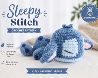 PDF Crochet Pattern | Sleeping Stitch | Lilo & Stitch - Fun Easy Beginner
