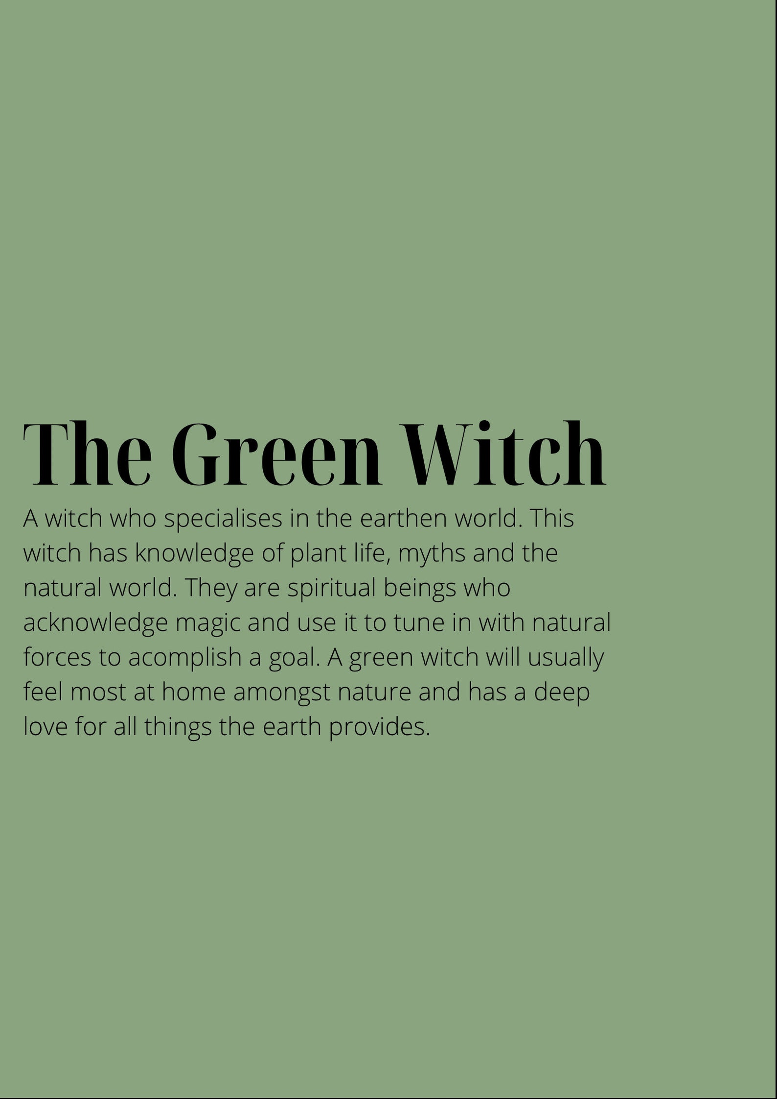 The Green Witch Definition Digital Download Print Etsy