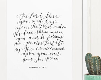 The Blessing Numbers 6:24-26 Hand Lettered Print - Etsy