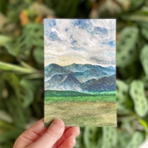 Idaho Mountain Watercolor Print, 4x6 Watercolor Print, Flat Mountain Card, Blue Mountain Painting