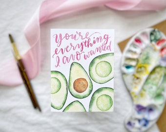 Carte de Saint-Valentin aquarelle avocat : carte Punny Love