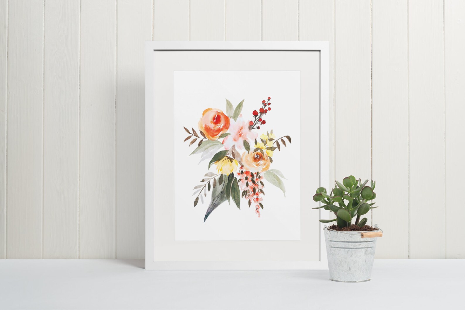 Floral Watercolor Print: Rose Bouquet Art, 8x10 - Etsy