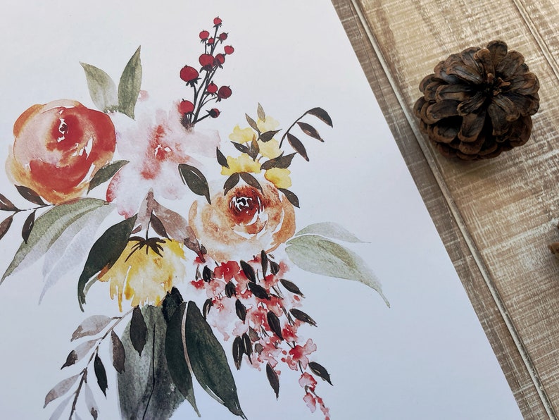 Floral Watercolor Print: Rose Bouquet Art, 8x10 - Etsy