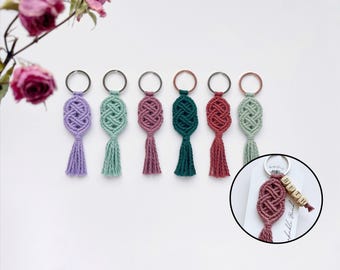 Personalized Macrame Celtic Knot Keychain: Sailor's Knot, Bridesmaid Gifts, Friendship, Couples