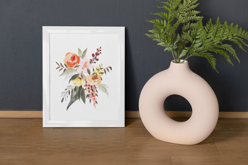 Floral Watercolor Print: Rose Bouquet Art, 8x10 - Etsy