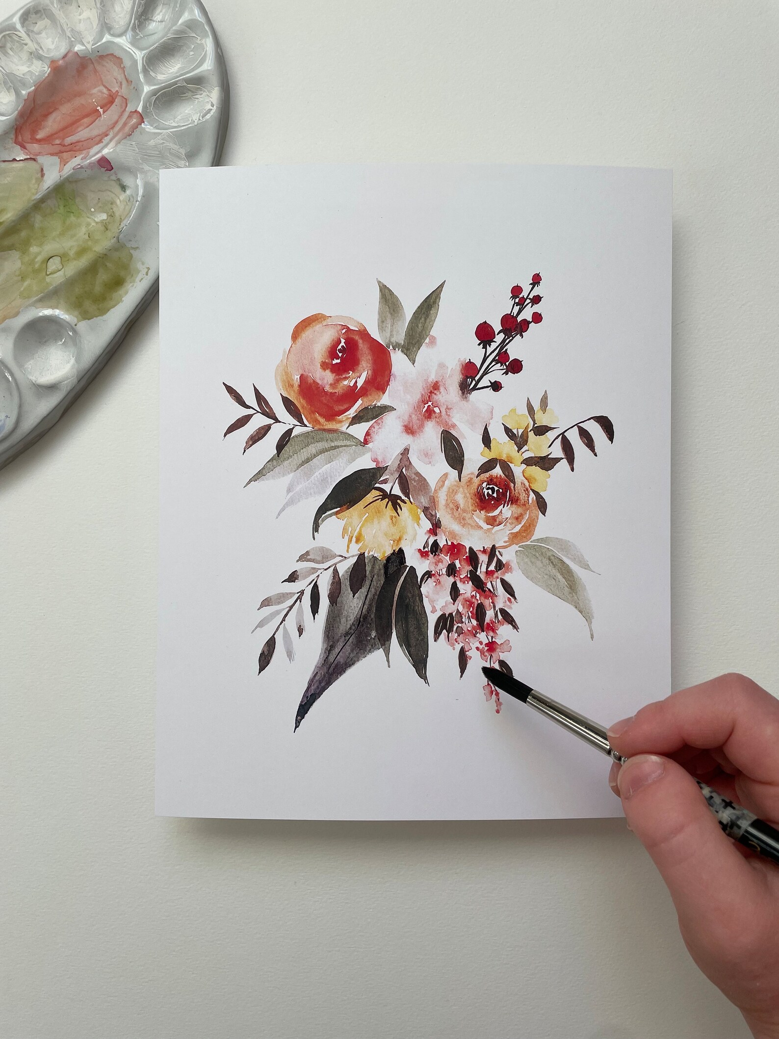 Floral Watercolor Print: Rose Bouquet Art, 8x10 - Etsy