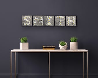 Alphabet Square Prints in Daisies Wall Decor