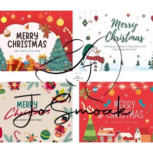 Conjunto de cartões de felicitações de Natal caprichosos
