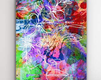 Colorful Woman Floral Art Print Poster Wall Decor