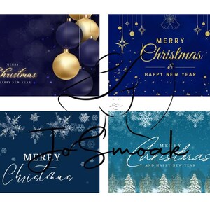 Festive Blue Holiday Cards - Complete Set for Christmas
