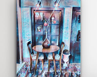 A Beauty and the Beast Table for Two Mixed Media Art on Prints