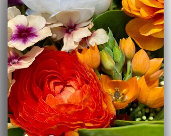 Vibrant Floral Square Photography Art Print