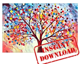 Colorful Tree Art Print: Modern Abstract Home Decor (Digital Download)