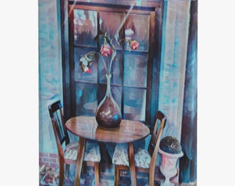 Whimsical Beauty & Beast Table Scene Mixed Media Canvas Decor