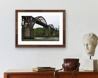 Impression photo murale antique pont au-dessus d'une rivière