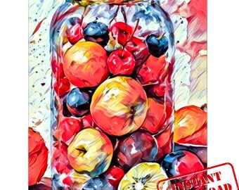 Digital Art: Futuristic Fruit Jar Print - Modern Home Decor Download for Tech-Savvy Interior Design