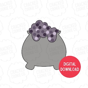 May include: A gray cauldron with a purple and white bubble-like substance on top. The cauldron has a rounded body and three short legs. The image has the text "DIGITAL DOWNLOAD" in red.