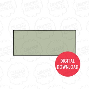 Puede incluir: Una descarga digital de un rectángulo verde con un contorno negro. El rectángulo está sobre un fondo blanco con un patrón repetitivo de círculos grises con el texto "Cracked Cookie Co."