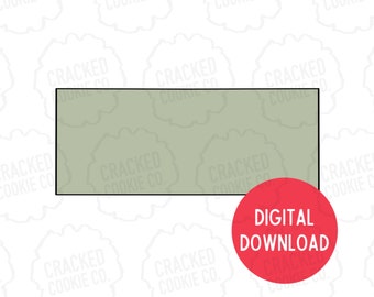 May include: A digital download of a green rectangle with a black outline. The rectangle is on a white background with a repeating pattern of grey circles with the text "Cracked Cookie Co."