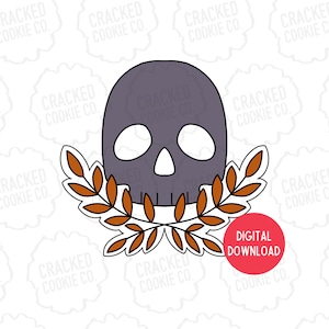 Skull THREE With Leaves Cookie Cutter- STL File- INSTANT