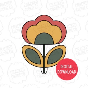 Retro Flower Cookie Cutter- STL File- INSTANT
