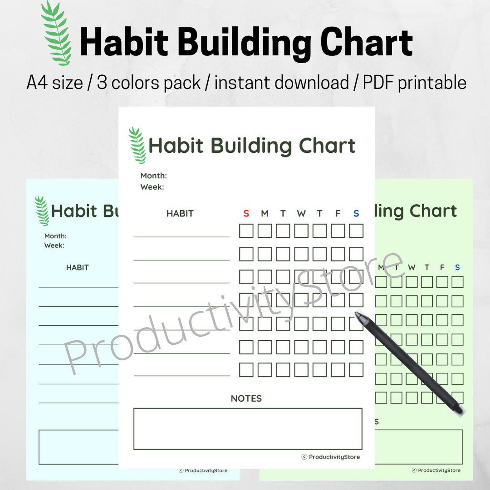 Weekly Habit Tracker Habit Building Chart Habit Tracker Printable Habit ...