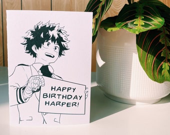 Anime Birthday Card Etsy