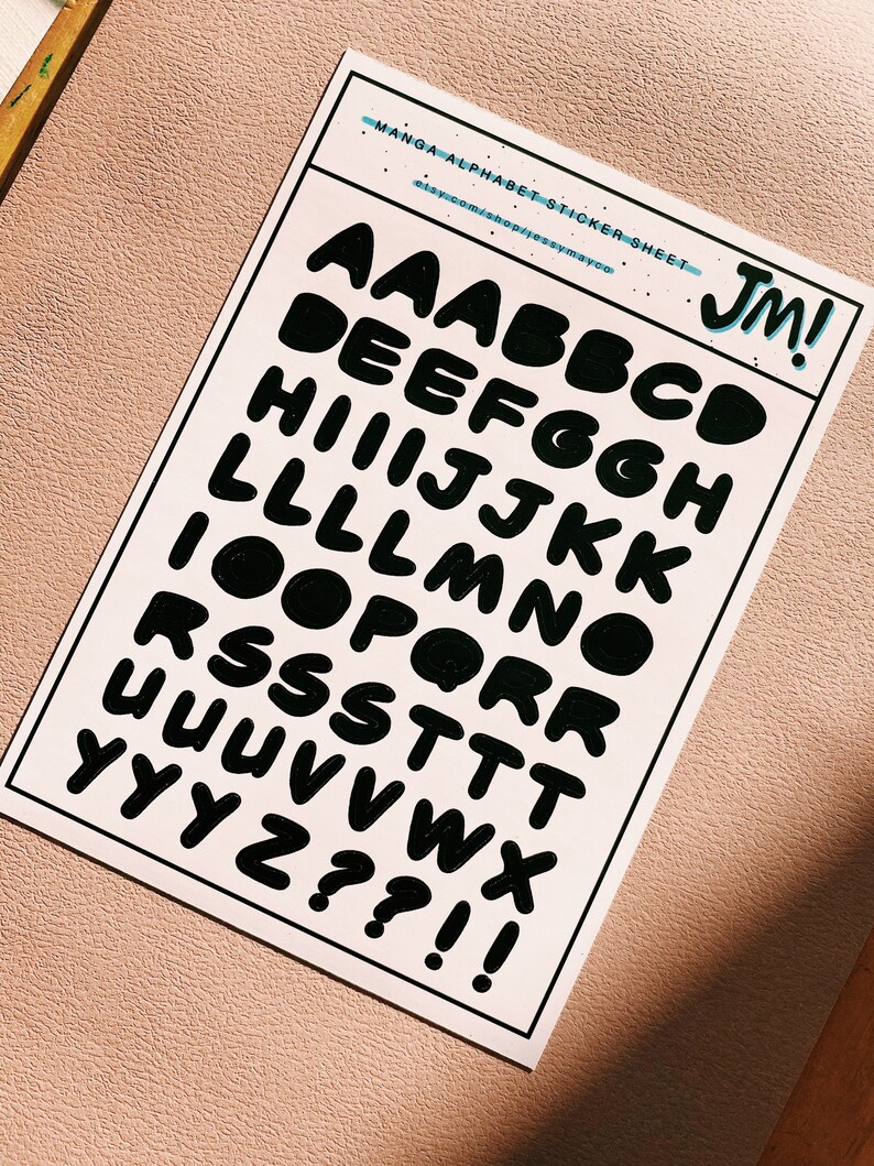 Manga Alphabet Sticker Sheet. Manga &amp; Anime inspired. Use for | Etsy
