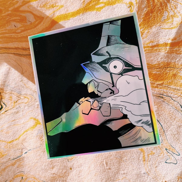 Mecha Holographic Vinyl Glossy Manga/Anime Inspired Sticker. Weatherproof. Use for Laptops//Cases//Consoles//Outdoor