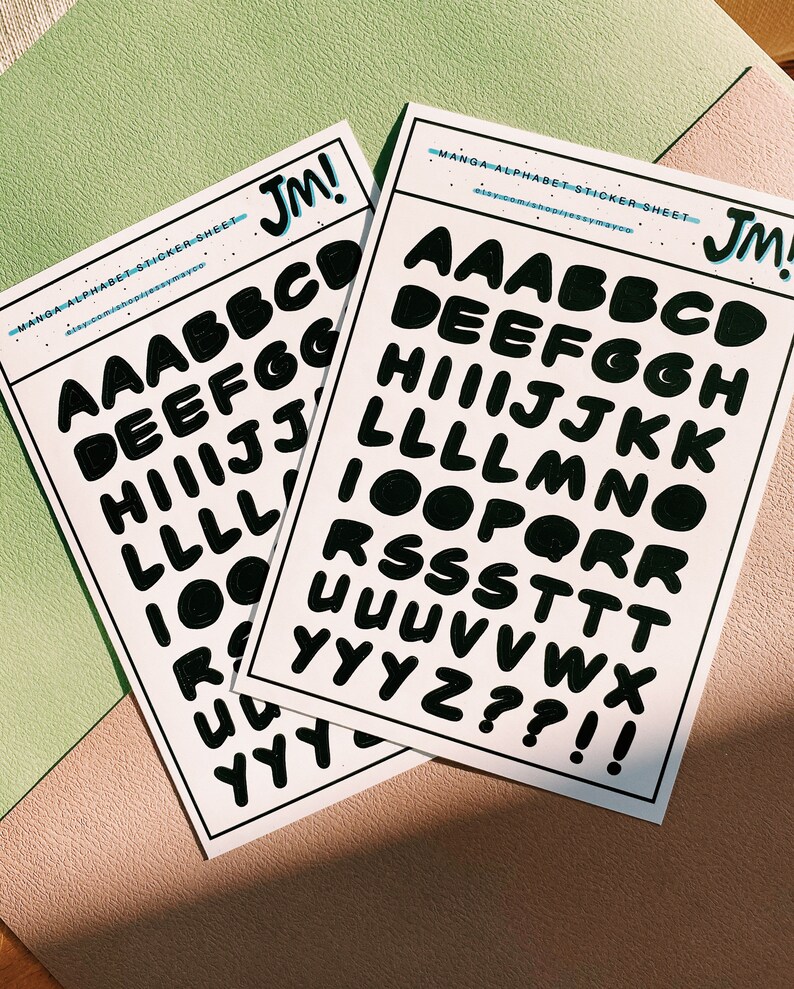 Manga Alphabet Sticker Sheet. Manga &amp; Anime inspired. Use for | Etsy