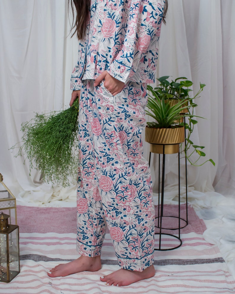 Indian Traditional Night Wear Printed Pajama Set Trending Printed Set For Teens Organic Cotton Floral Sets Mommy Pajama Sets Cozy Home Wear image 5