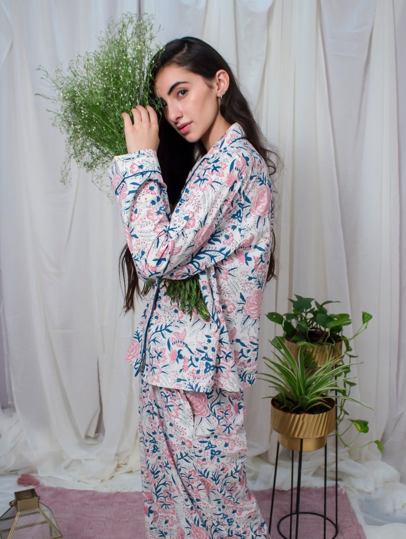 Indian Traditional Night Wear Printed Pajama Set Trending Printed Set For Teens Organic Cotton Floral Sets Mommy Pajama Sets Cozy Home Wear image 2