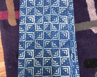 Geometric Hand Block Printed Indigo Blue 100% Cotton Fabric, Jaipuri Print Summer Dress Woman Cloth Fabric By The Yard-44"width