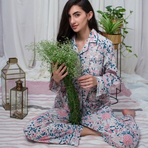 Indian Traditional Night Wear Printed Pajama Set Trending Printed Set For Teens Organic Cotton Floral Sets Mommy Pajama Sets Cozy Home Wear image 4