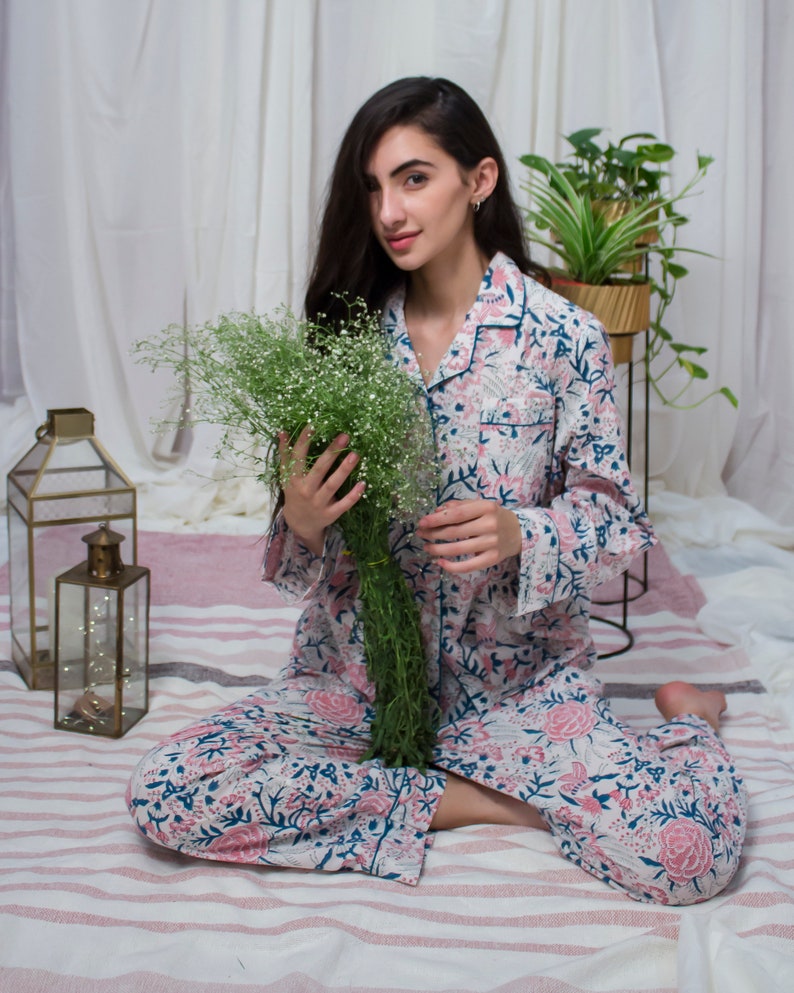 Indian Traditional Night Wear Printed Pajama Set Trending Printed Set For Teens Organic Cotton Floral Sets Mommy Pajama Sets Cozy Home Wear image 4