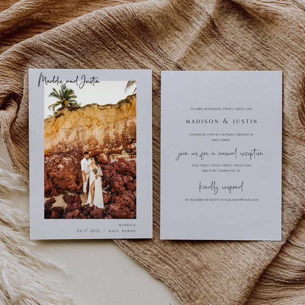 Elopement Reception Invitation Etsy