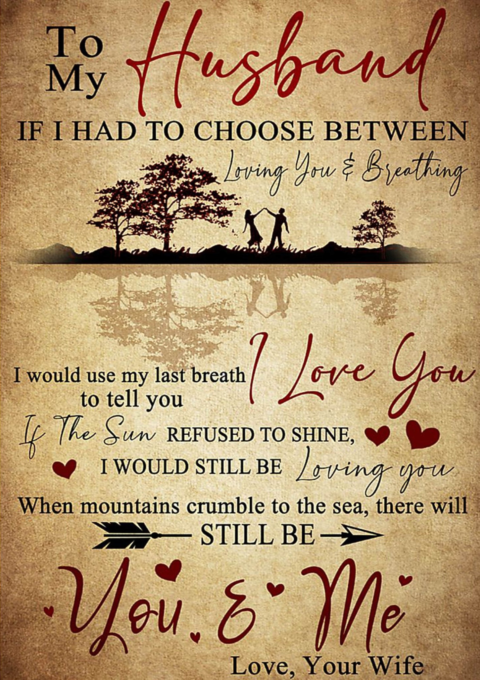 To my husband i love you your wife poster Etsy