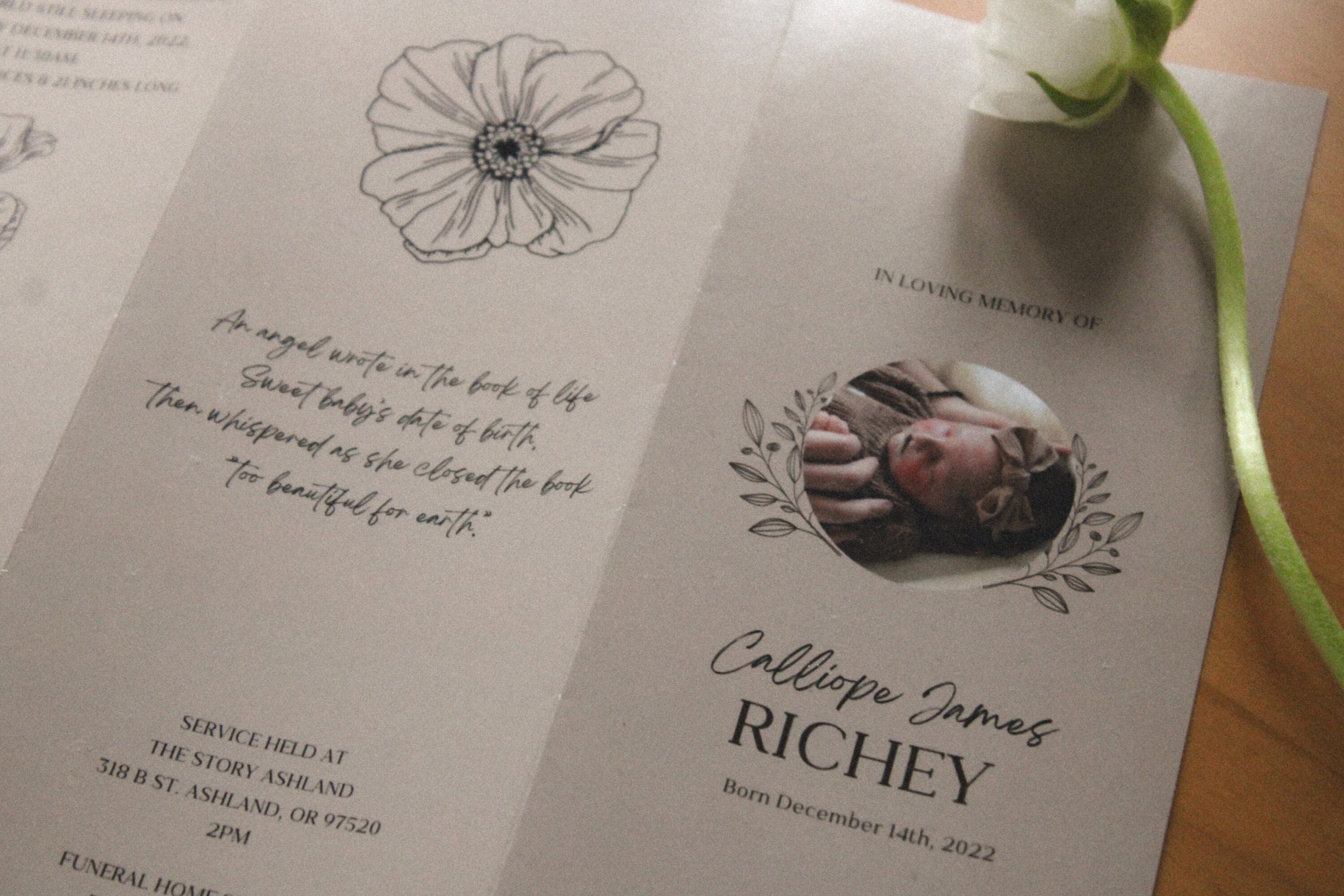 EDITABLE Funeral Pamphlet, Memorial Trifold, Miscarriage, Stillbirth