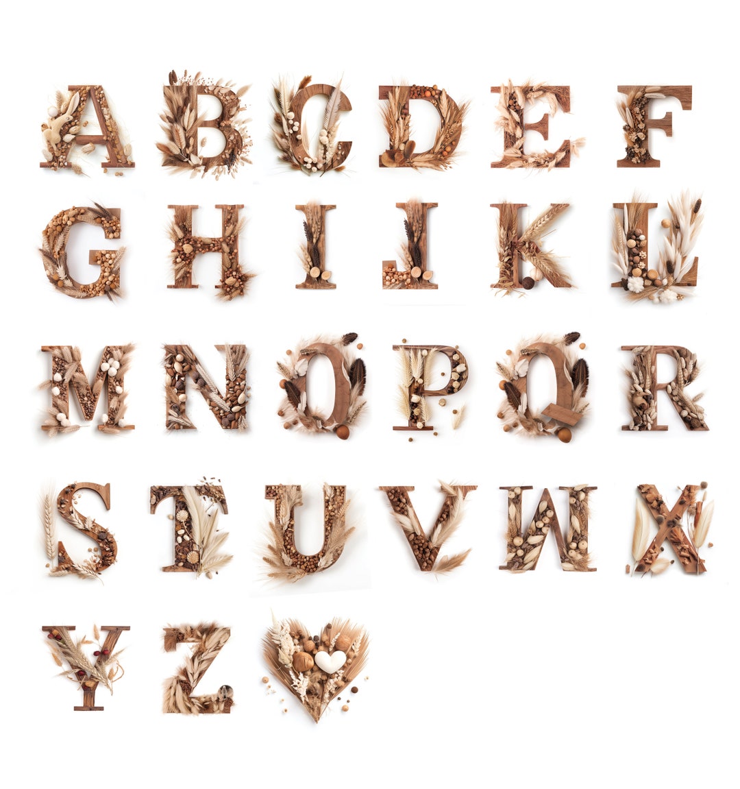 Wooden Letters With Bunny Tails and Dried Ruscus - Etsy